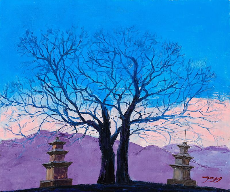 Serene Pagoda Landscape art print by Jukyong Park for $57.95 CAD