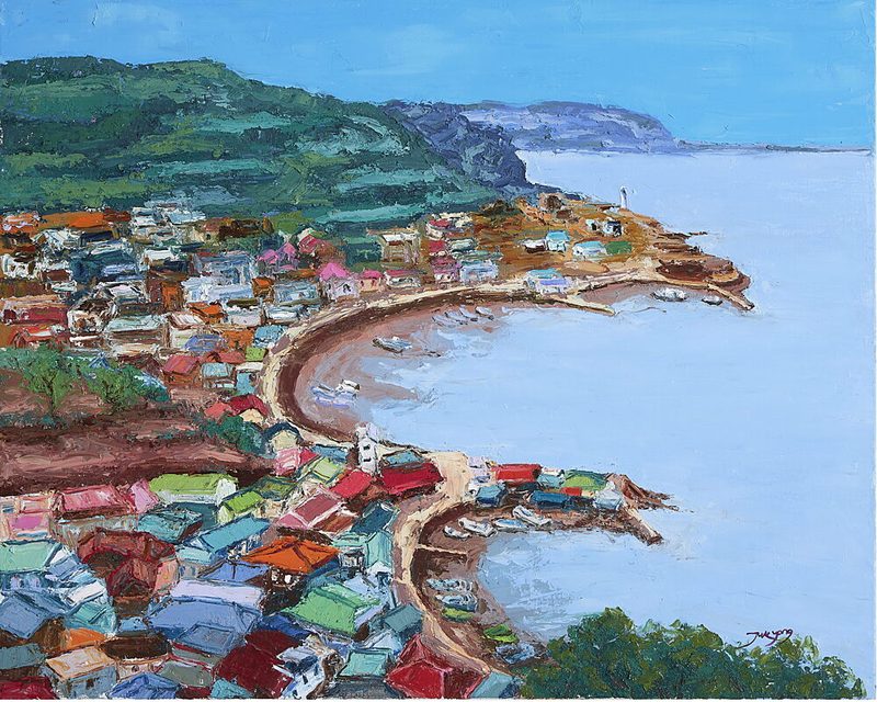 Colorful Coastal Village art print by Jukyong Park for $57.95 CAD