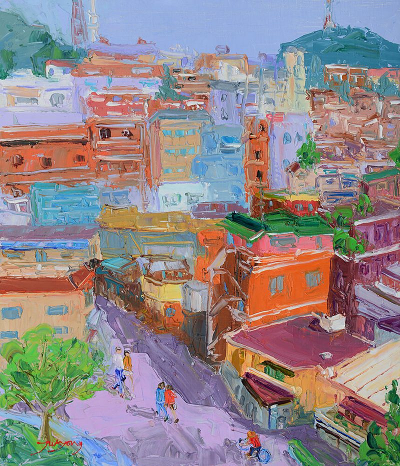 Vibrant Hillside City art print by Jukyong Park for $57.95 CAD