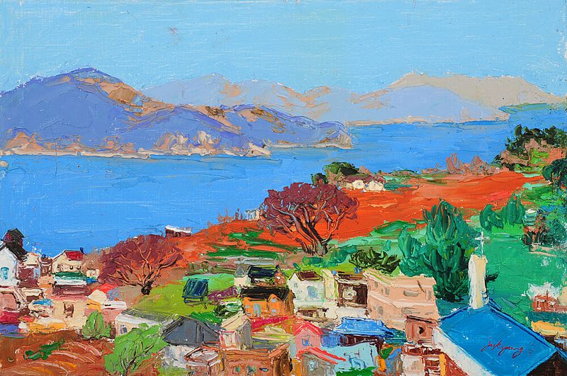 Vibrant Coastal Village art print by Jukyong Park for $57.95 CAD
