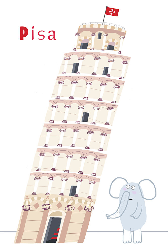 Pisa Tower Elephant art print by Carla Daly for $57.95 CAD