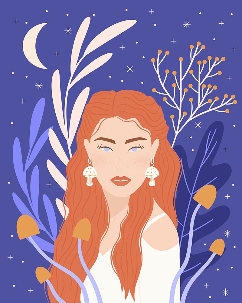 Mystical Moon Woman art print by Artprink for $57.95 CAD