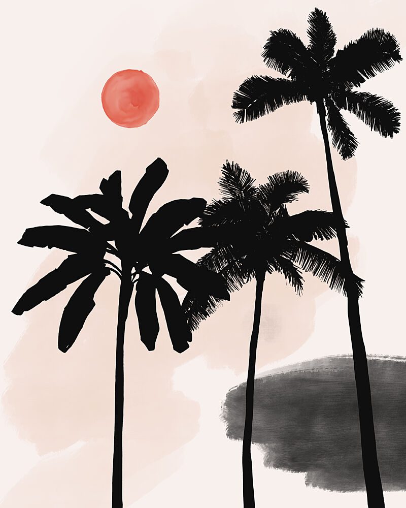 Minimalist Tropical Sunset art print by Dotz and Cats for $57.95 CAD