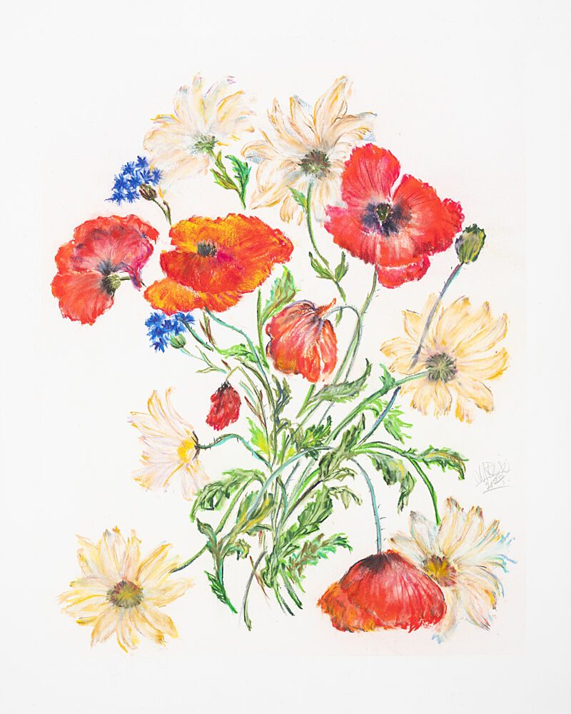 Vibrant Poppy Daisy Bouquet art print by Mette Rix for $57.95 CAD