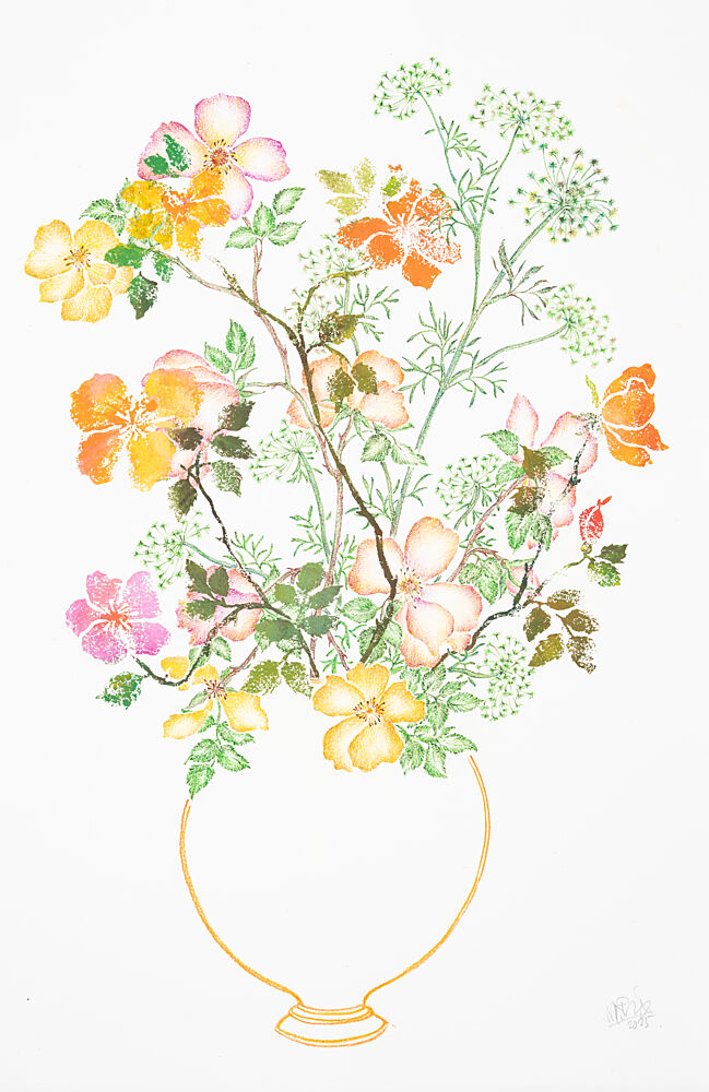 Colorful Wild Rose Vase art print by Mette Rix for $57.95 CAD