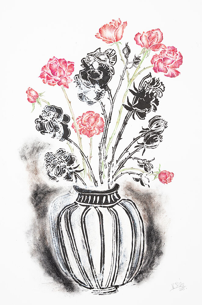 Contrasting Rose Vase art print by Mette Rix for $57.95 CAD
