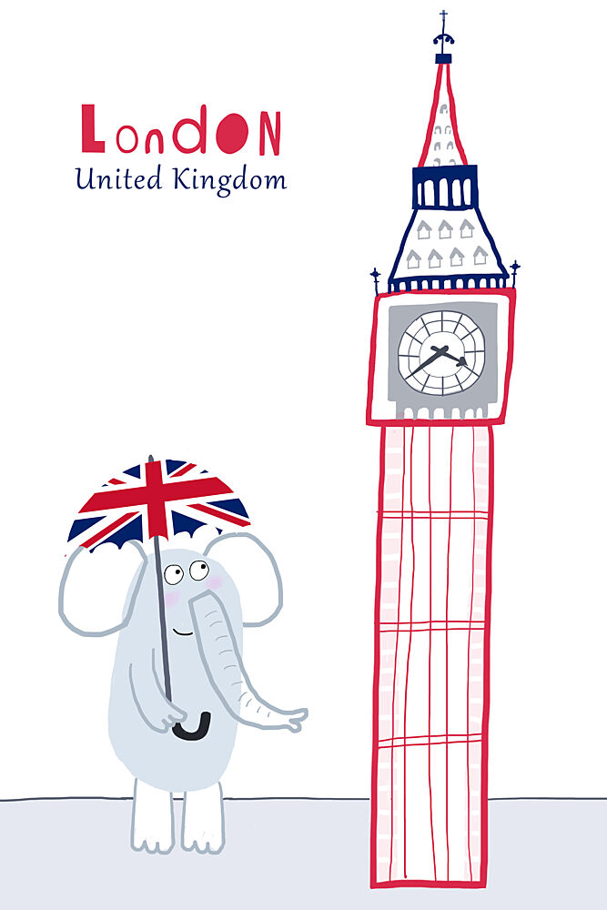 London Elephant Big Ben art print by Carla Daly for $57.95 CAD
