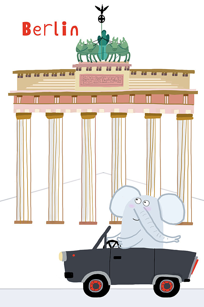 Cute Elephant Berlin Drive art print by Carla Daly for $57.95 CAD