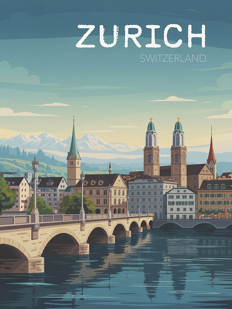 Zurich Switzerland Cityscape art print by Andreas Magnusson for $57.95 CAD