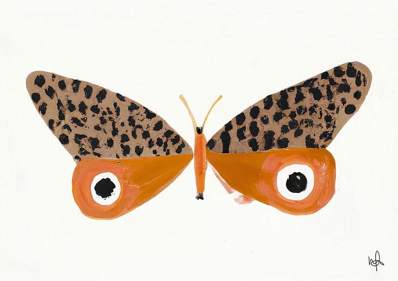 Orange Leopard Butterfly art print by Merel Takken for $57.95 CAD