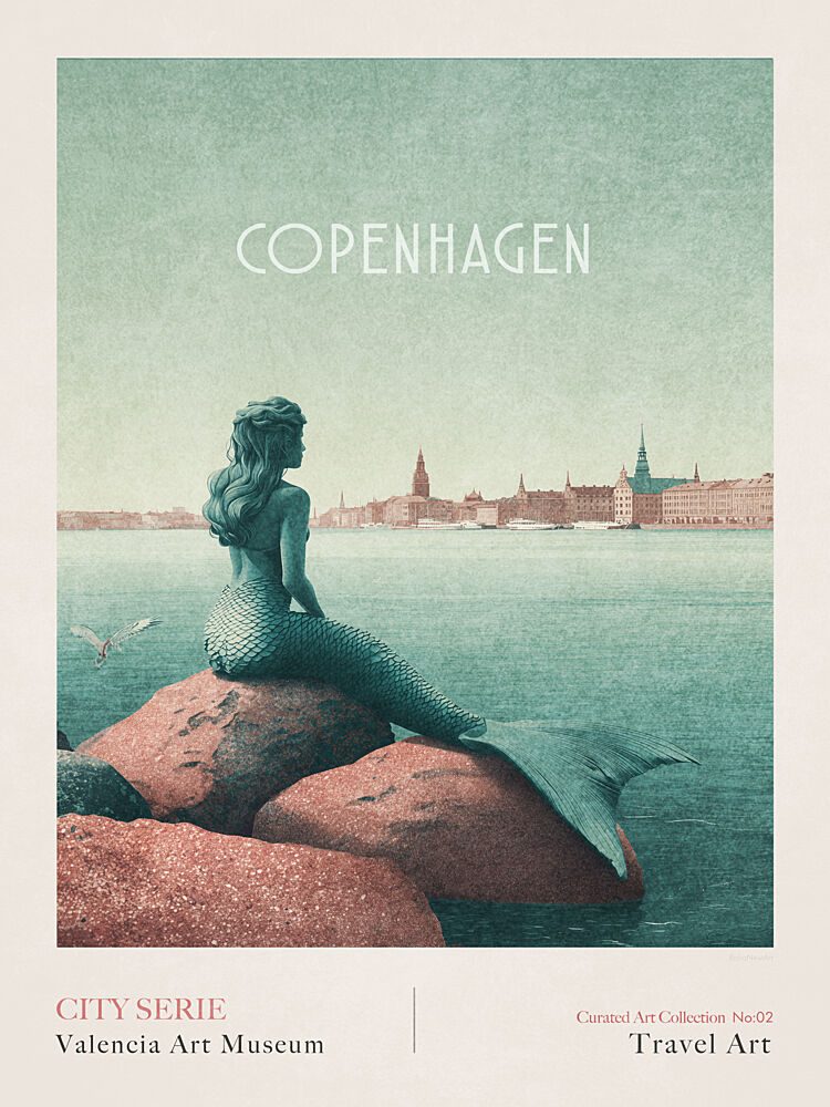 Copenhagen - Little Mermaid art print by Emel Tunaboylu for $57.95 CAD