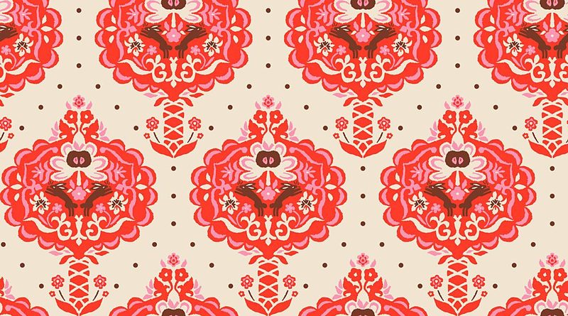 Red Floral Damask Pattern art print by Annick for $57.95 CAD