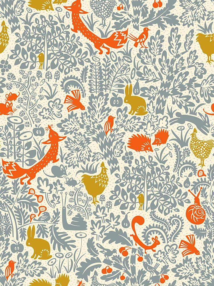 Garden Tales Cream and Dusty Blue Pattern art print by Annick for $57.95 CAD