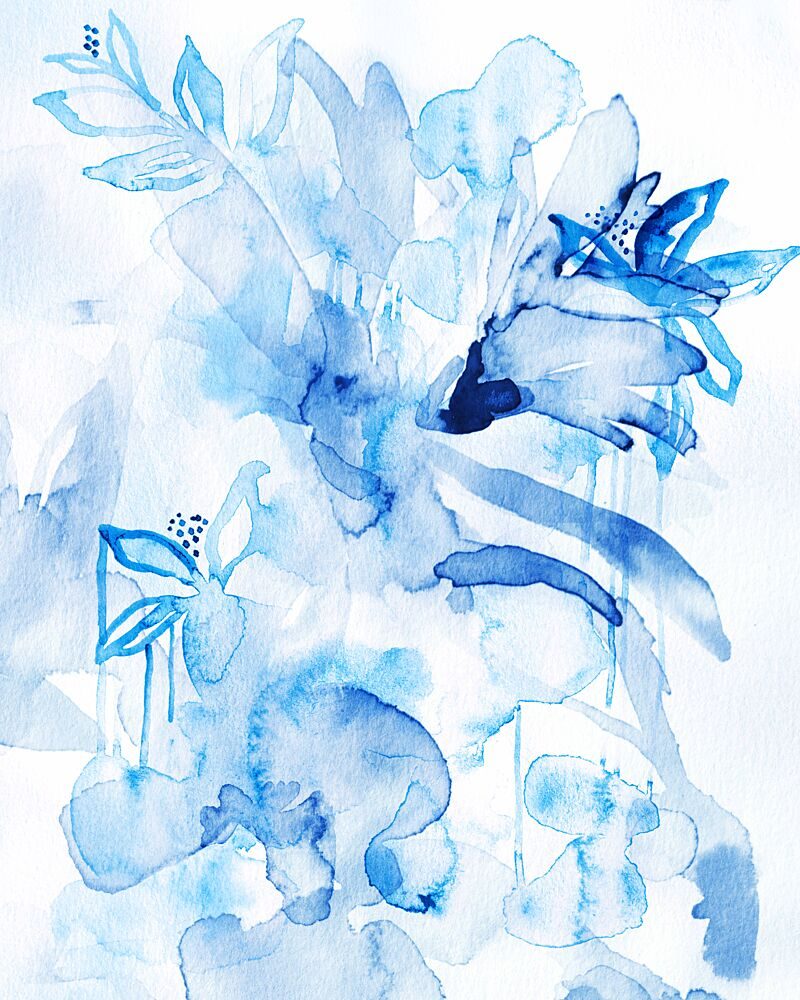 Indigo Watercolor Flowers art print by Gemma Bardot for $57.95 CAD