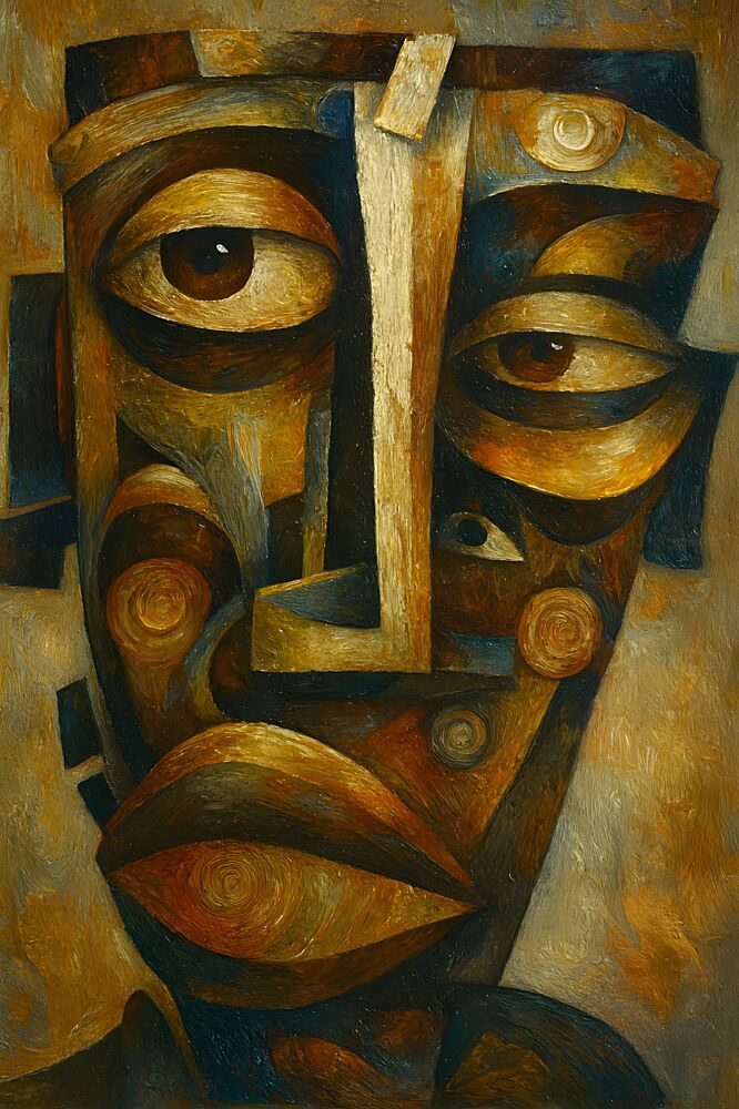Contemplative Cubist Face art print by Hugo for $57.95 CAD