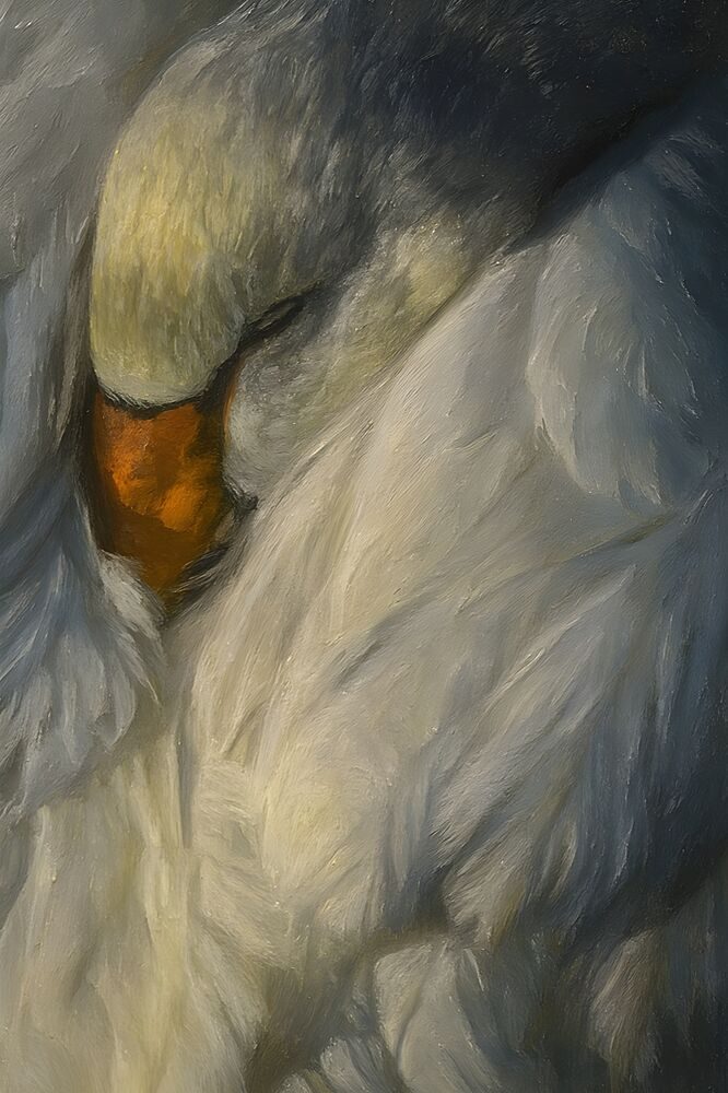 Peaceful Sleeping Swan art print by Hugo for $57.95 CAD