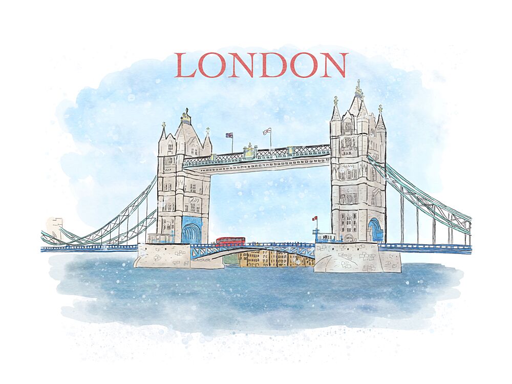 Watercolor Tower Bridge London art print by Aliya Putrus for $57.95 CAD