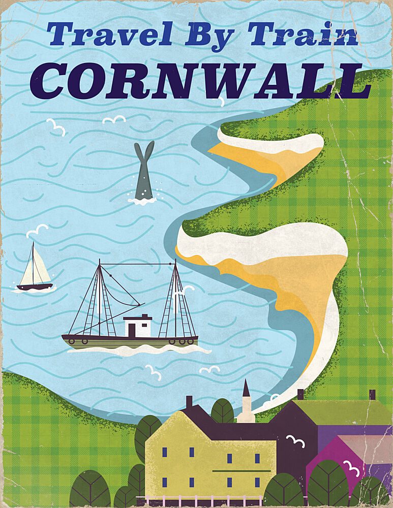 Vintage Cornwall Travel art print by Nicholas for $57.95 CAD