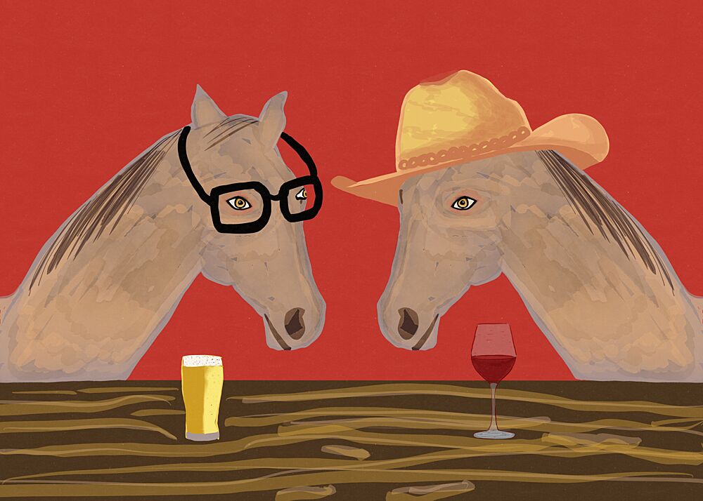 Funny Horses at Bar art print by Sharyn Bursic for $57.95 CAD