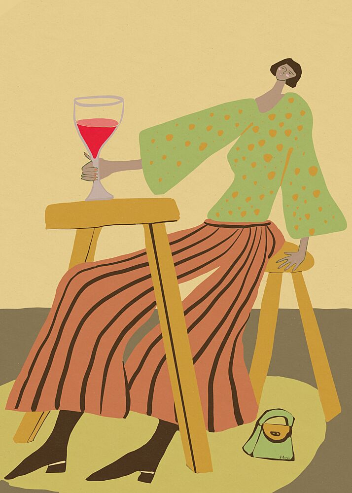 Stylish Woman with Wine art print by Sharyn Bursic for $57.95 CAD