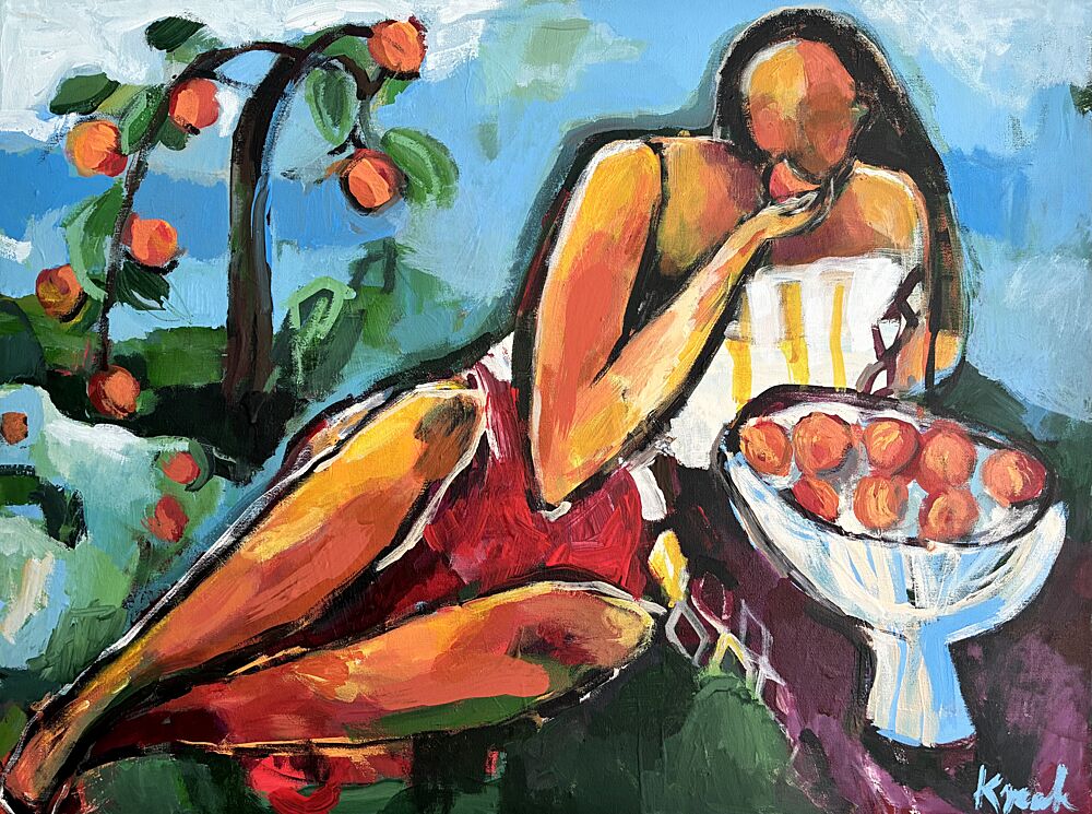 Reclining Apricot Woman art print by Magdalena Krzak for $57.95 CAD