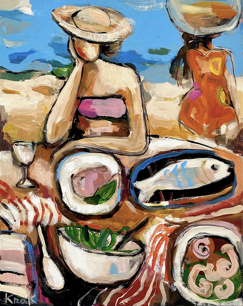 Colorful Beach Lunch art print by Magdalena Krzak for $57.95 CAD