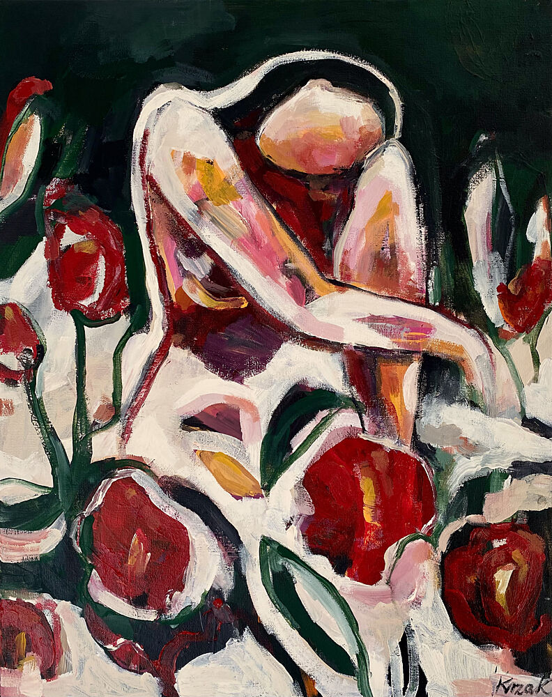 Woman Among Red Flowers art print by Magdalena Krzak for $57.95 CAD