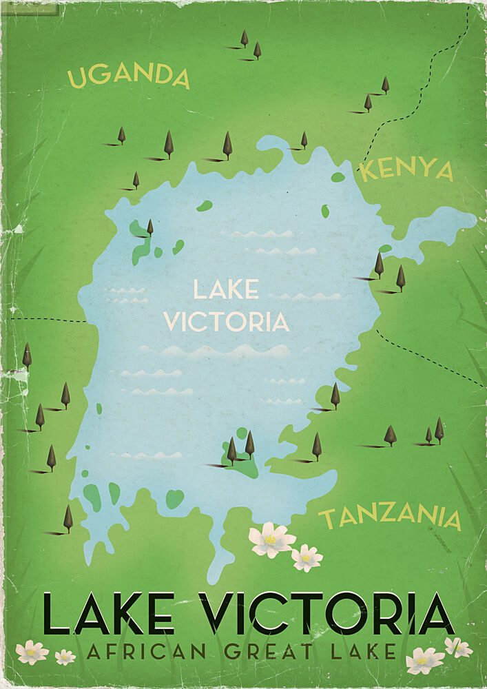 Lake Victoria Travel Map art print by Nicholas for $57.95 CAD