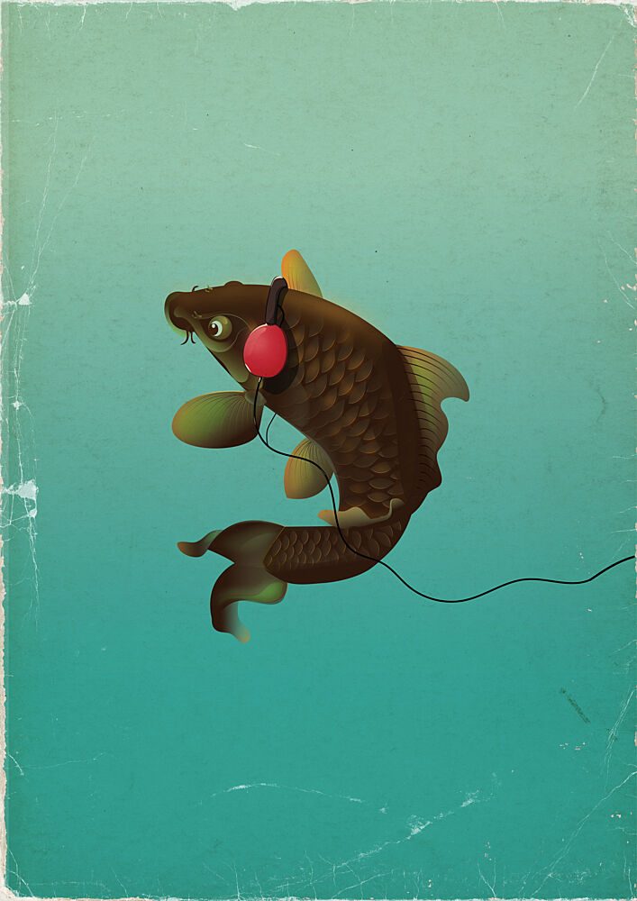 Whimsical Music Fish art print by Nicholas for $57.95 CAD