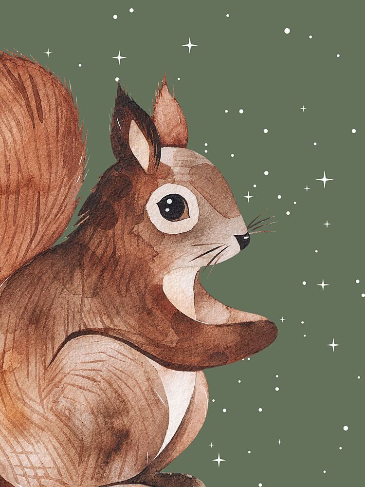 Starry Night Squirrel art print by Ohkimiko for $57.95 CAD