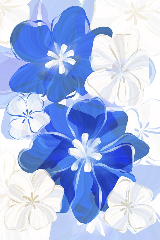 Blue and White Blooms art print by Martina for $57.95 CAD