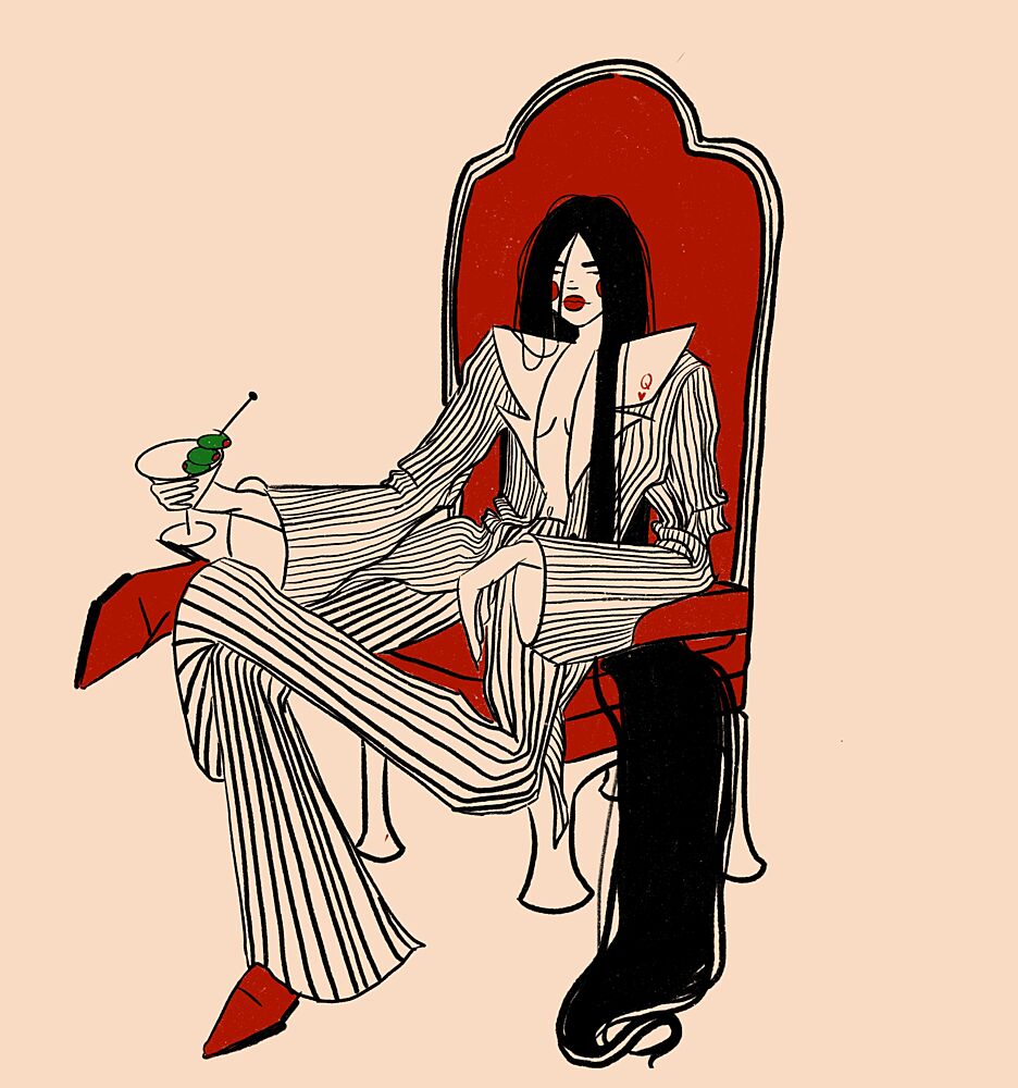 Confident Woman Red Chair art print by Juliana Kokolari for $57.95 CAD