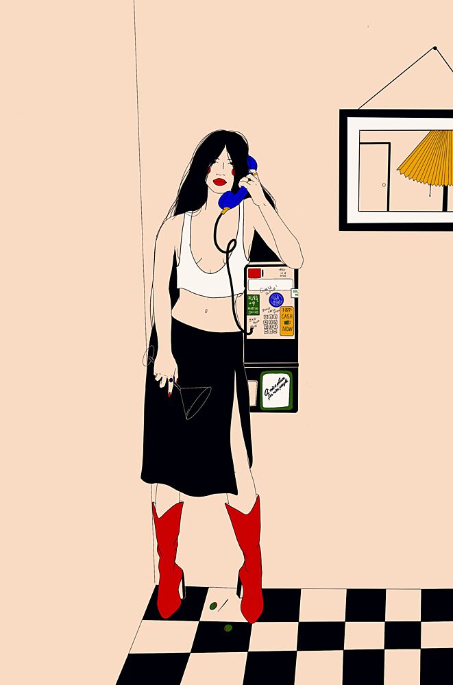 Stylish Payphone Call art print by Juliana Kokolari for $57.95 CAD