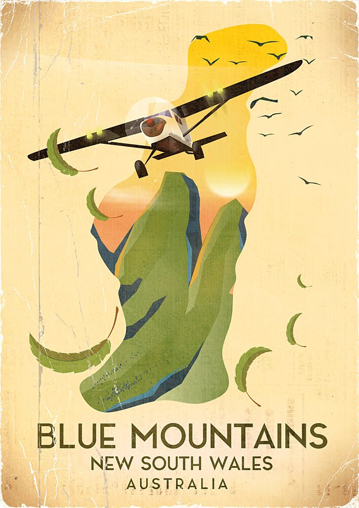 Plane over Blue Mountains art print by Nicholas for $57.95 CAD