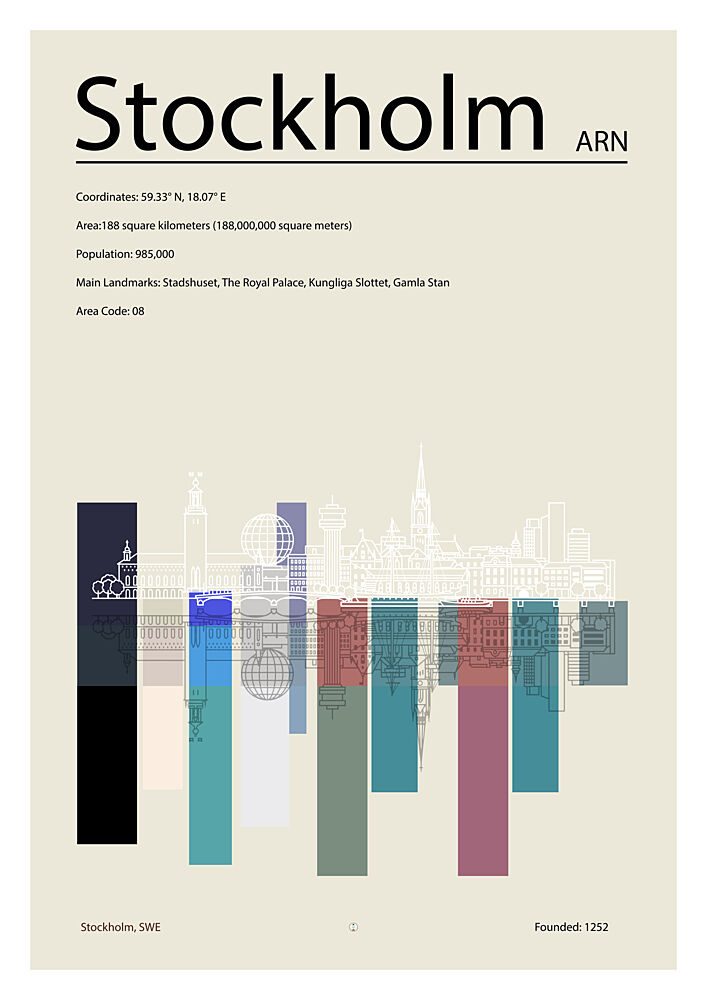 Stockholm City Graphic art print by Cartissi for $57.95 CAD