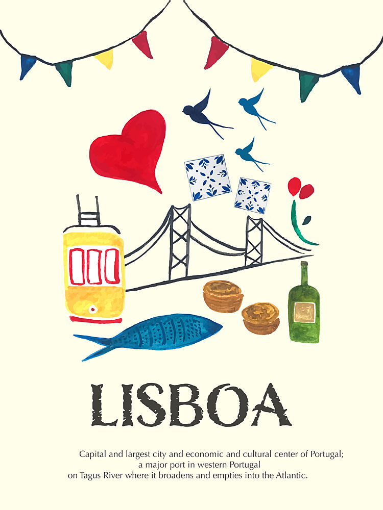 Lisbon Travel Highlights art print by Elizabeth C for $57.95 CAD