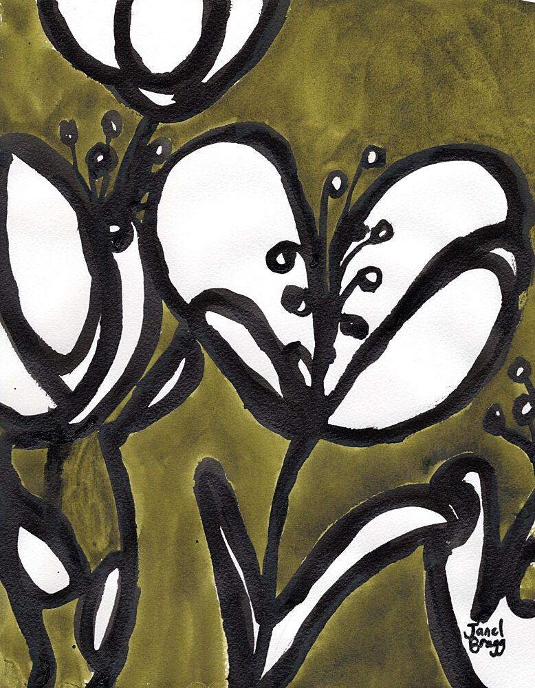 Floral with Tulips in Moss Green art print by Janel Bragg for $57.95 CAD