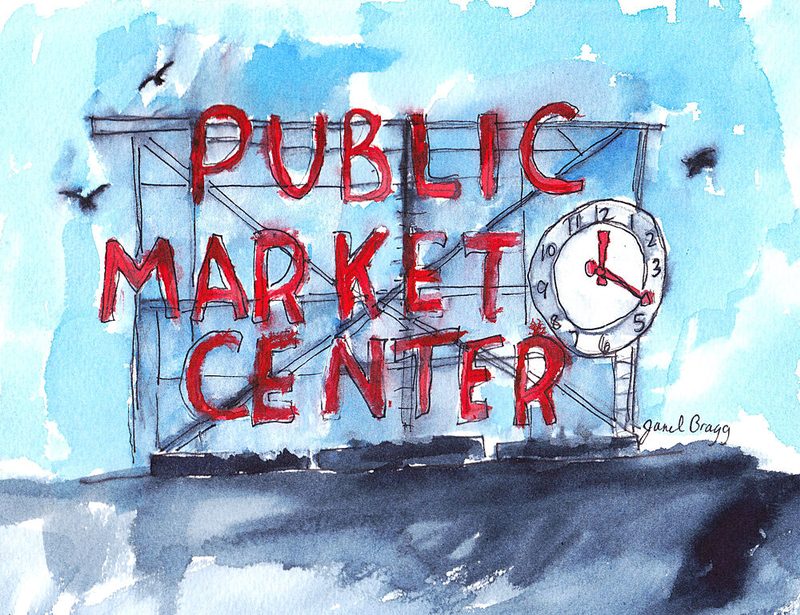 Pike Place Market in Seattle art print by Janel Bragg for $57.95 CAD