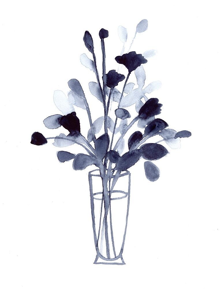 Indigo Watercolor Flowers art print by Janel Bragg for $57.95 CAD