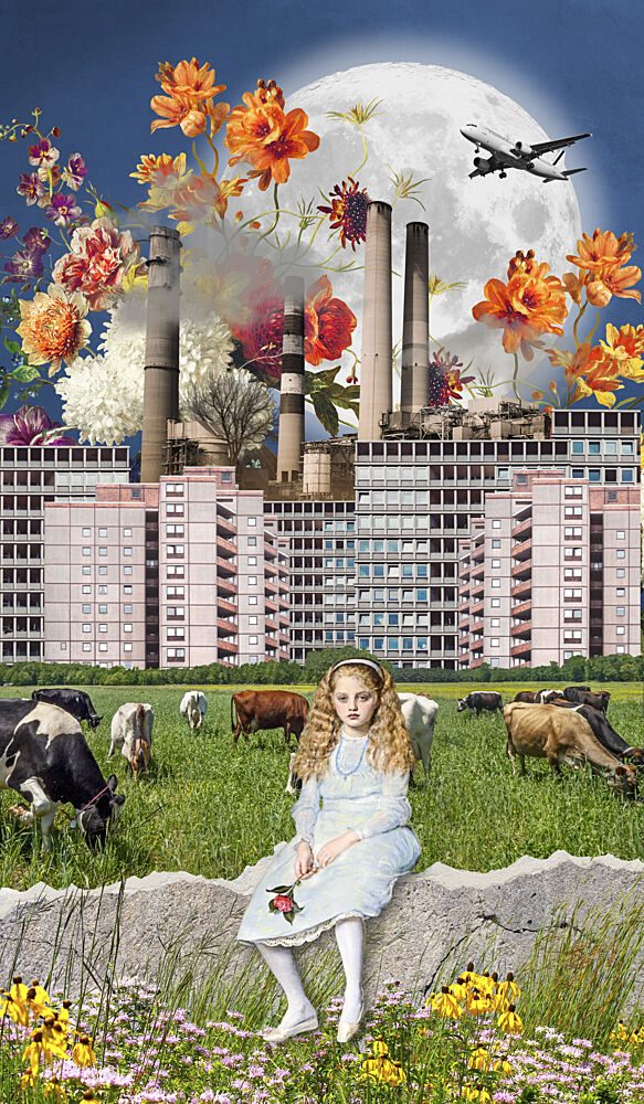 Surreal Girl Industrial Nature art print by Marja van den Hurk for $57.95 CAD