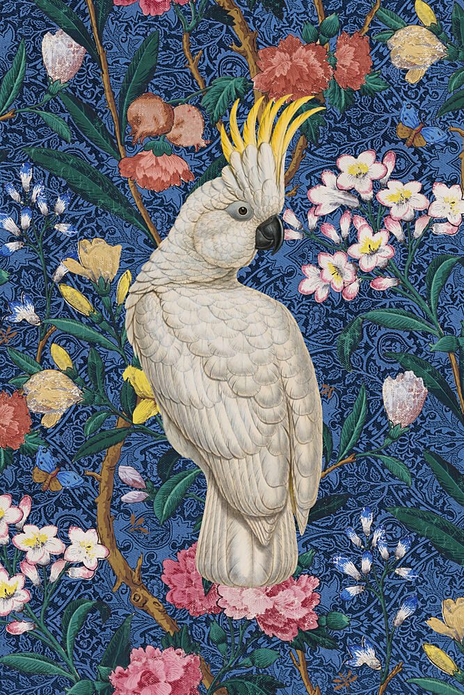Exotic Cockatoo Floral Pattern art print by Marja van den Hurk for $57.95 CAD