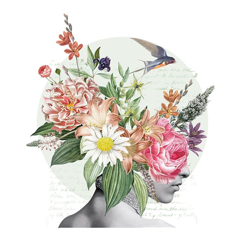 Dreamy Floral Profile art print by Marja van den Hurk for $57.95 CAD