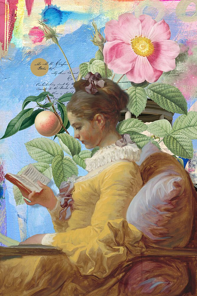 Girl Reading Garden Rose art print by Marja van den Hurk for $57.95 CAD