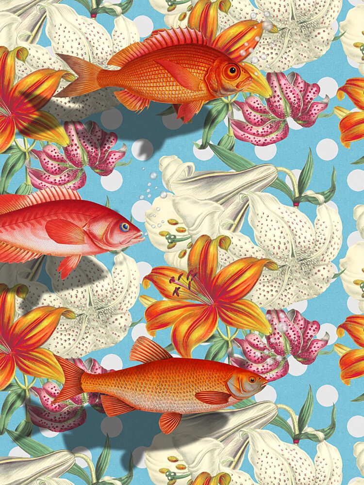 Tropical Fish and Lilies art print by Marja van den Hurk for $57.95 CAD