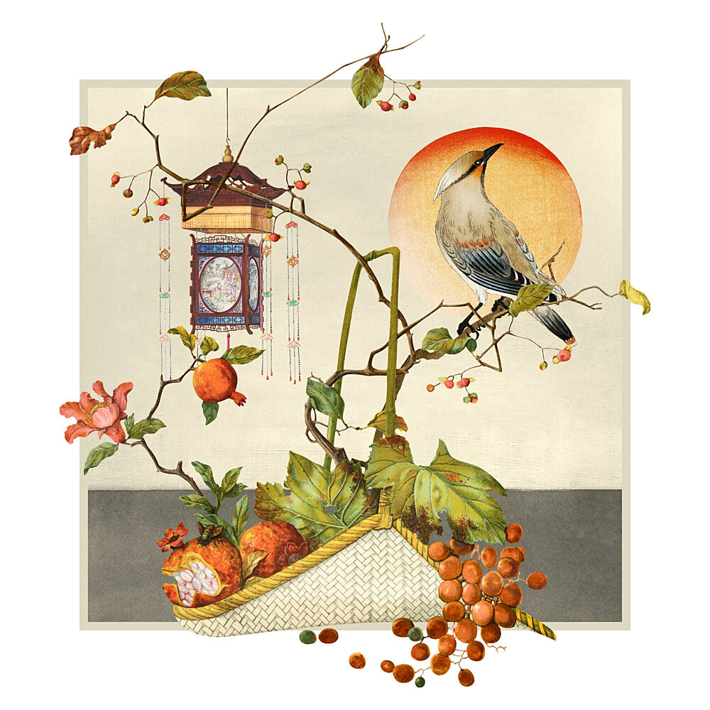 Japanese Bird and Harvest art print by Marja van den Hurk for $57.95 CAD