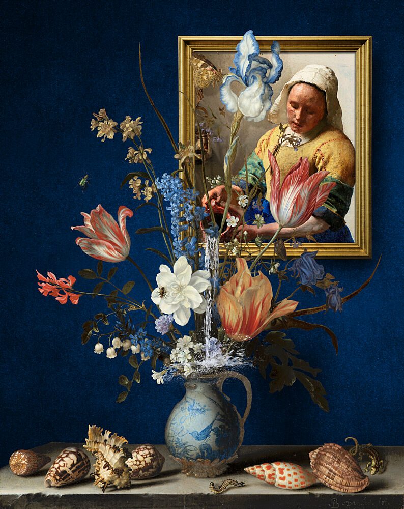 Blue Still Life with Woman art print by Marja van den Hurk for $57.95 CAD