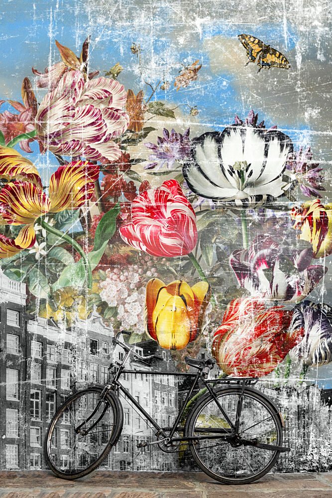Urban Bike with Tulips art print by Marja van den Hurk for $57.95 CAD