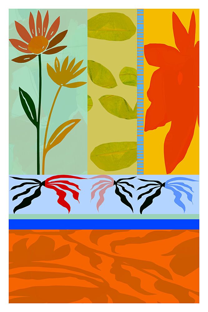 Vibrant Abstract Floral Collage art print by Casa Cartissi for $57.95 CAD