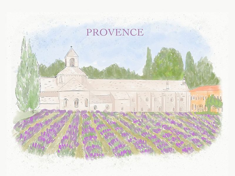 Provence Lavender Abbey art print by Aliya Putrus for $57.95 CAD