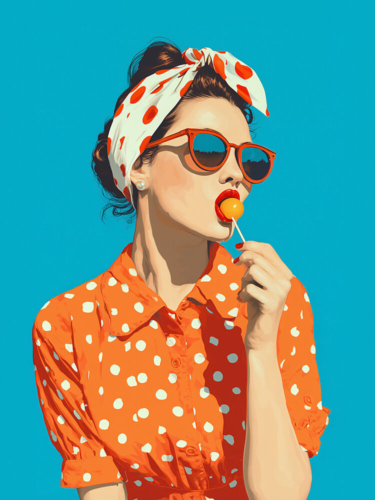 Retro Lollipop Girl art print by Annika Persson for $57.95 CAD